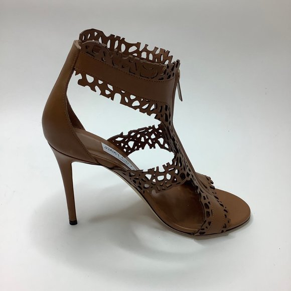 Jimmy Choo Megan T Strap Sandals 39.5 Brown - Picture 5 of 6